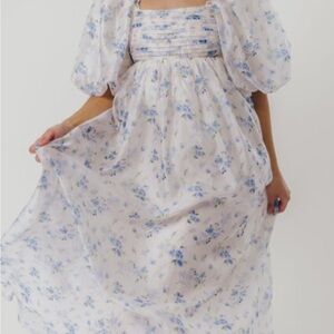 Worth Collective Melody Floral Blue Maxi Dress